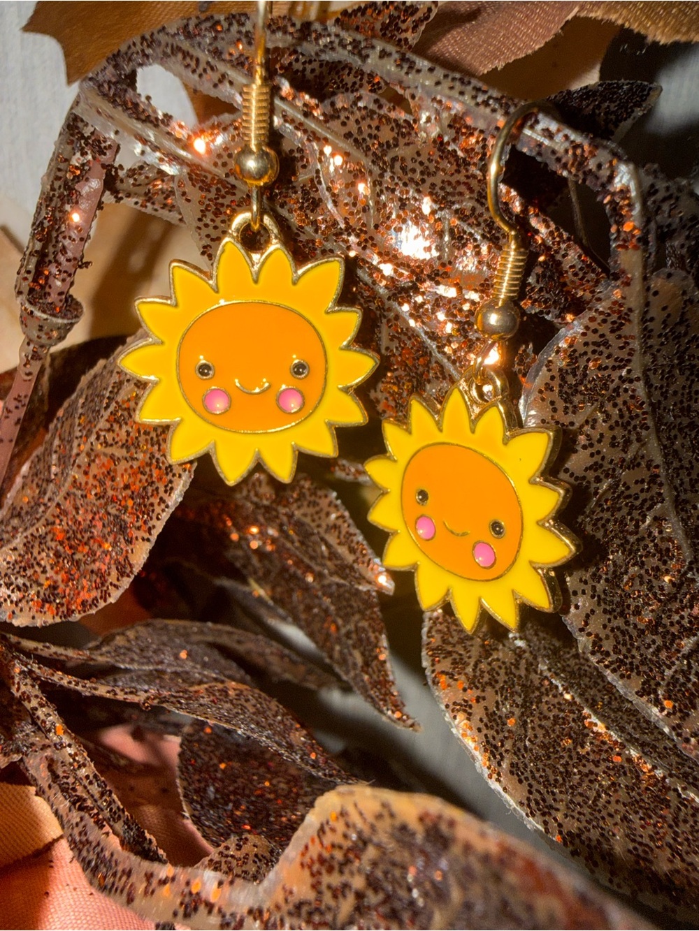 Cute Yellow Sun Kawaii Dangle Earrings
